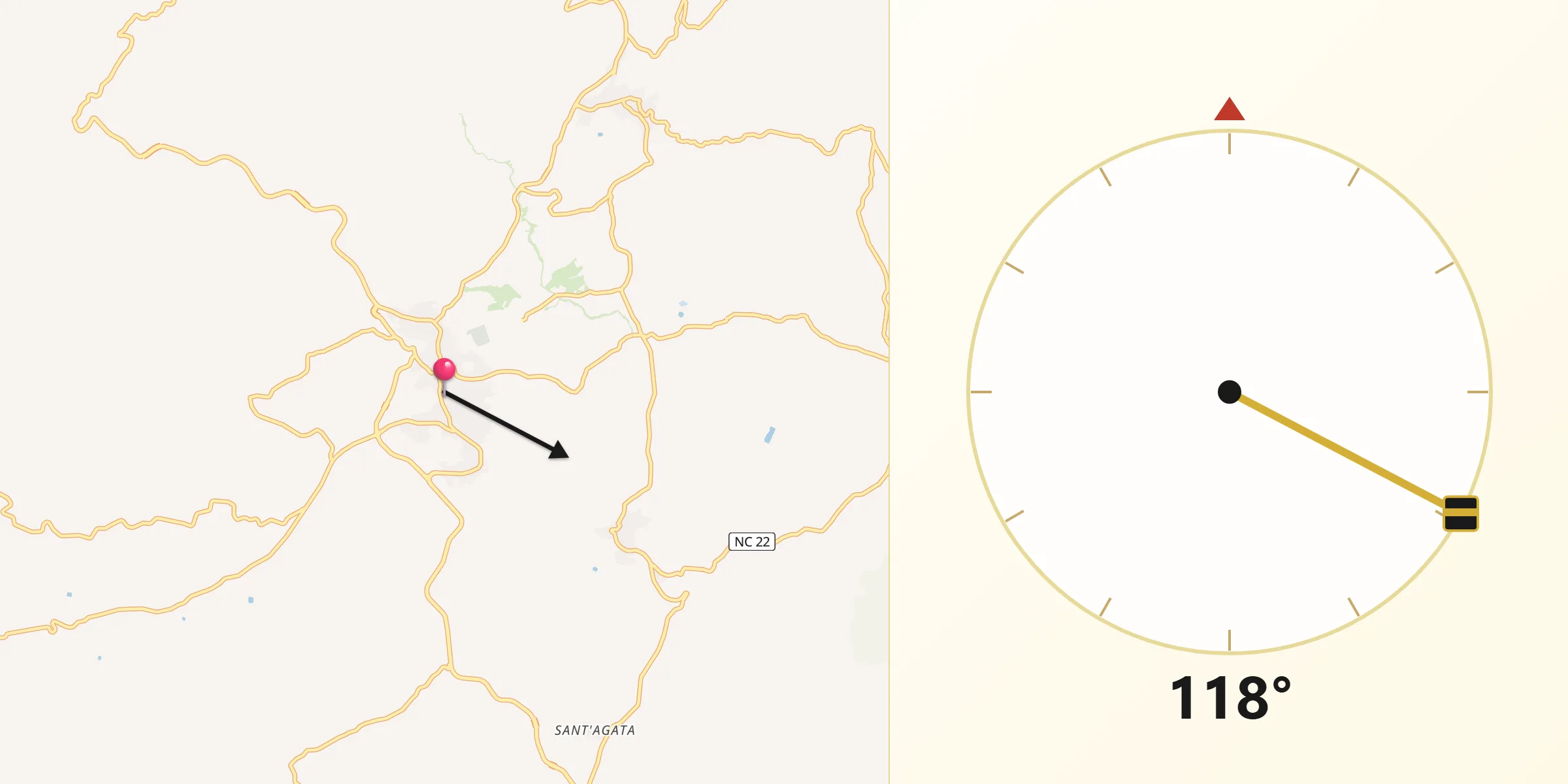 Direzione della Qibla da Raffadali
