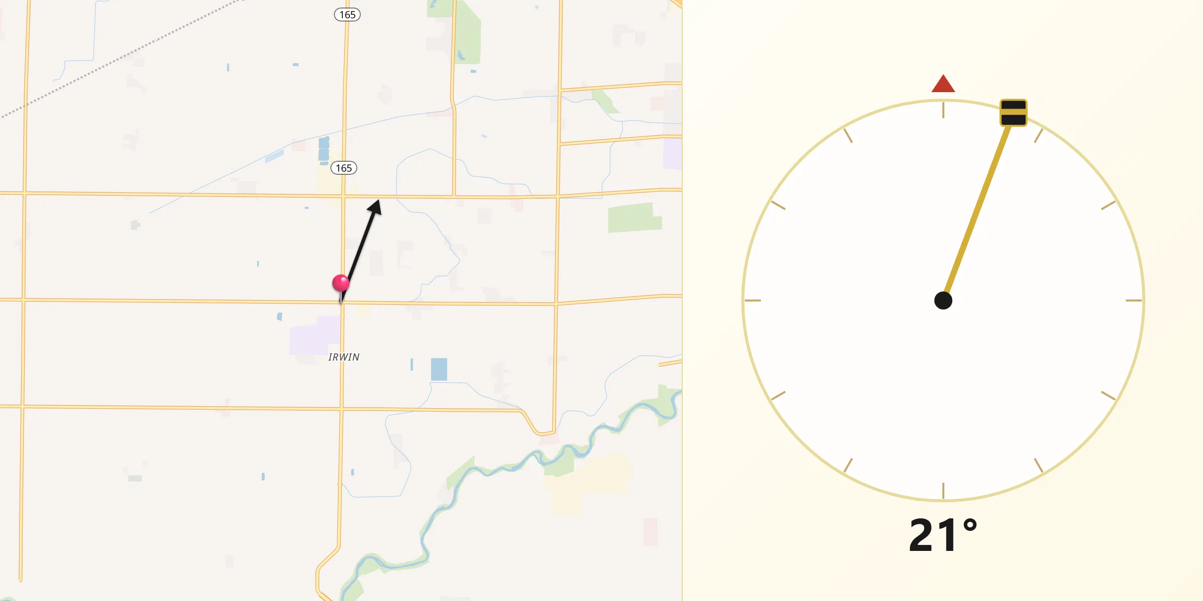 Qibla Direction from Hilmar-Irwin