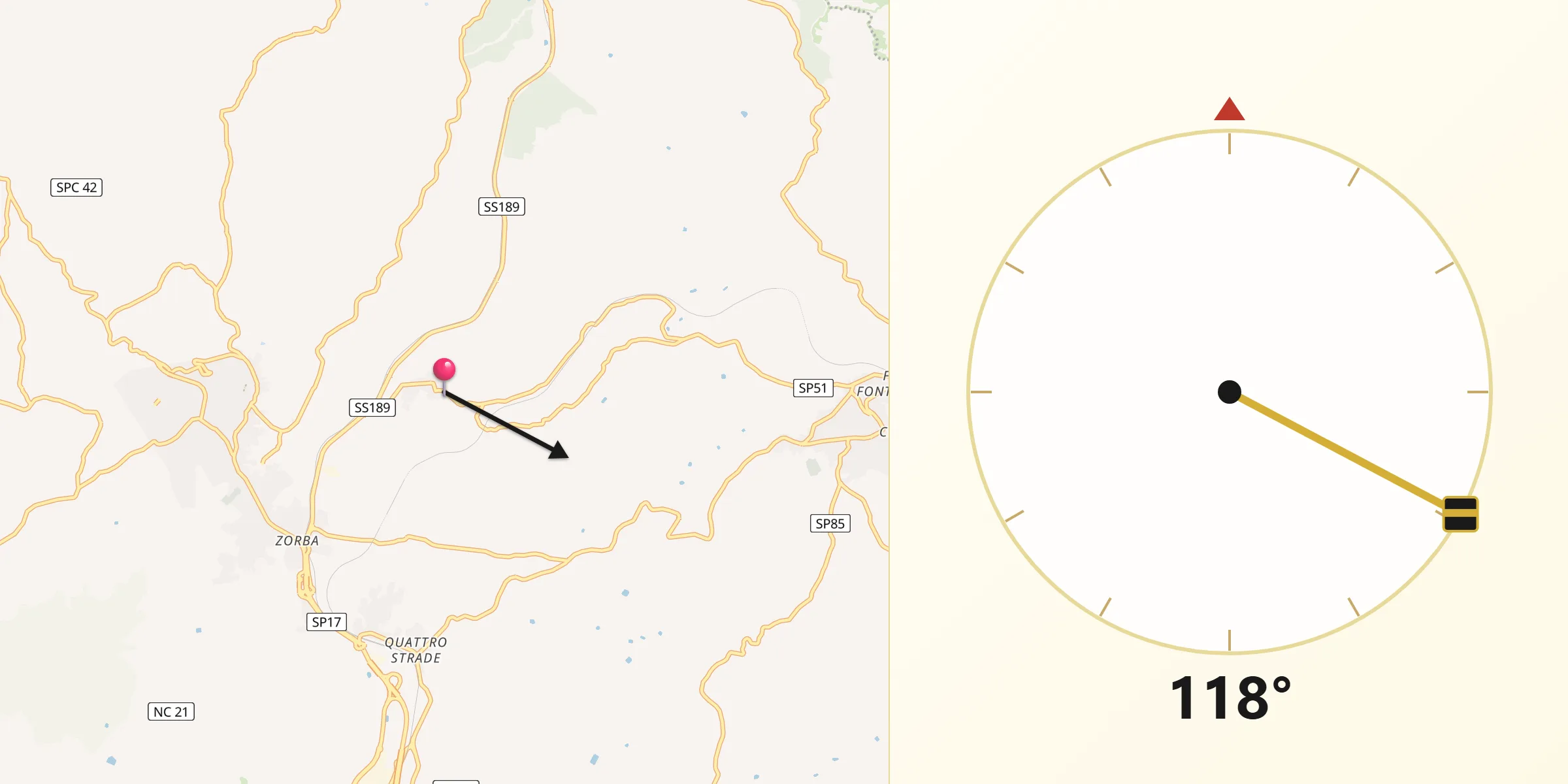 Direzione della Qibla da Comitini