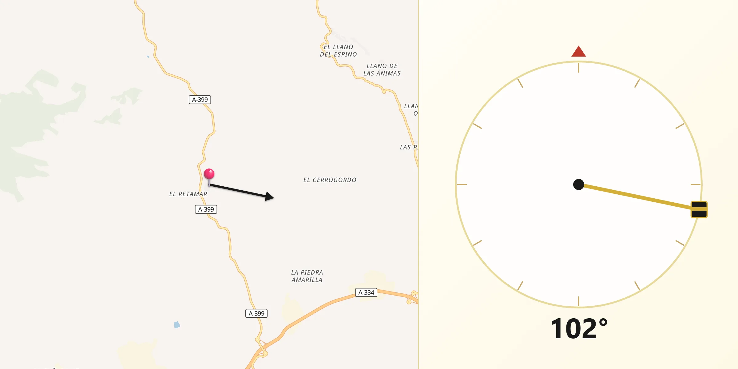 Dirección de la Qibla desde Partaloa