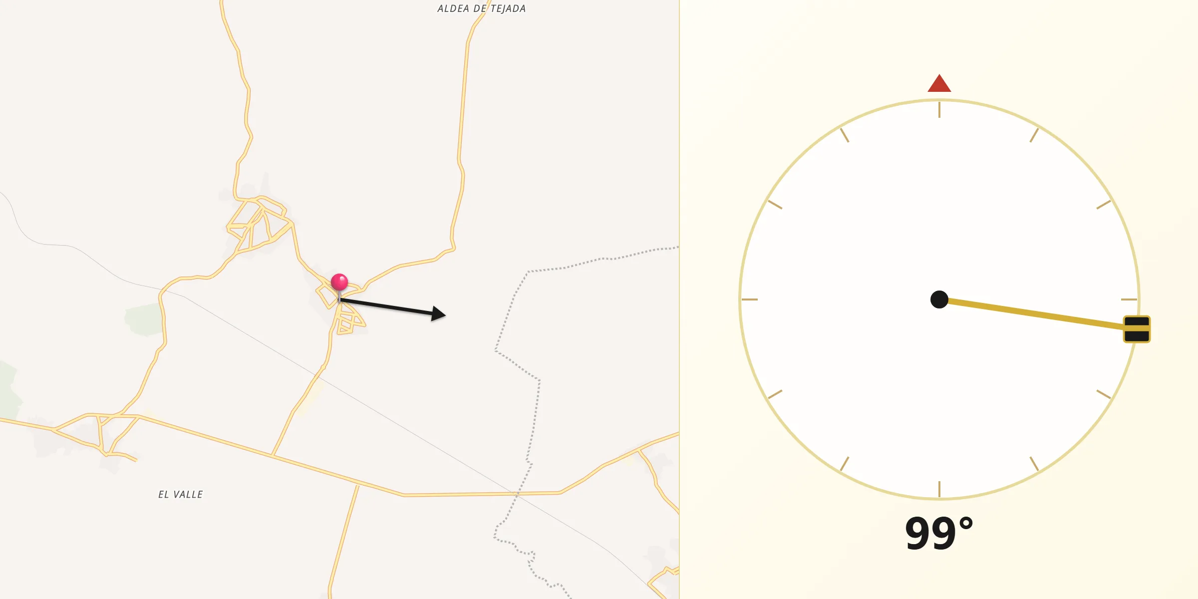 Dirección de la Qibla desde Escacena del Campo