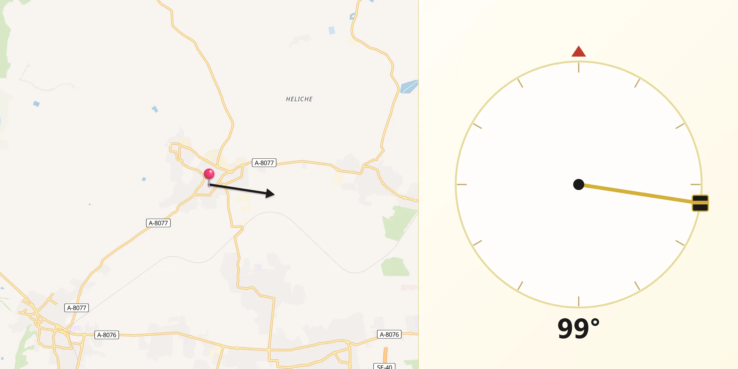 Dirección de la Qibla desde Olivares