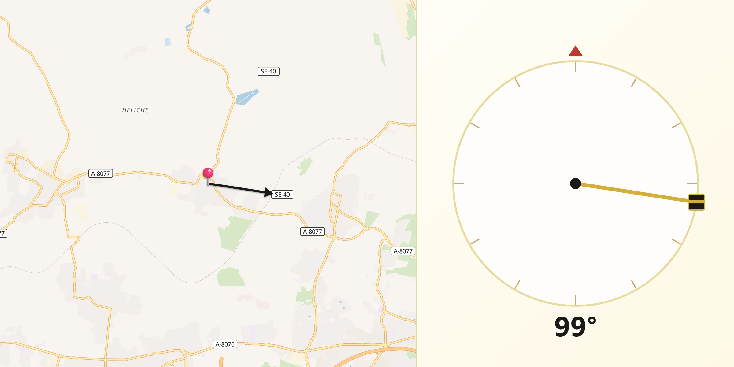 Dirección de la Qibla desde Salteras