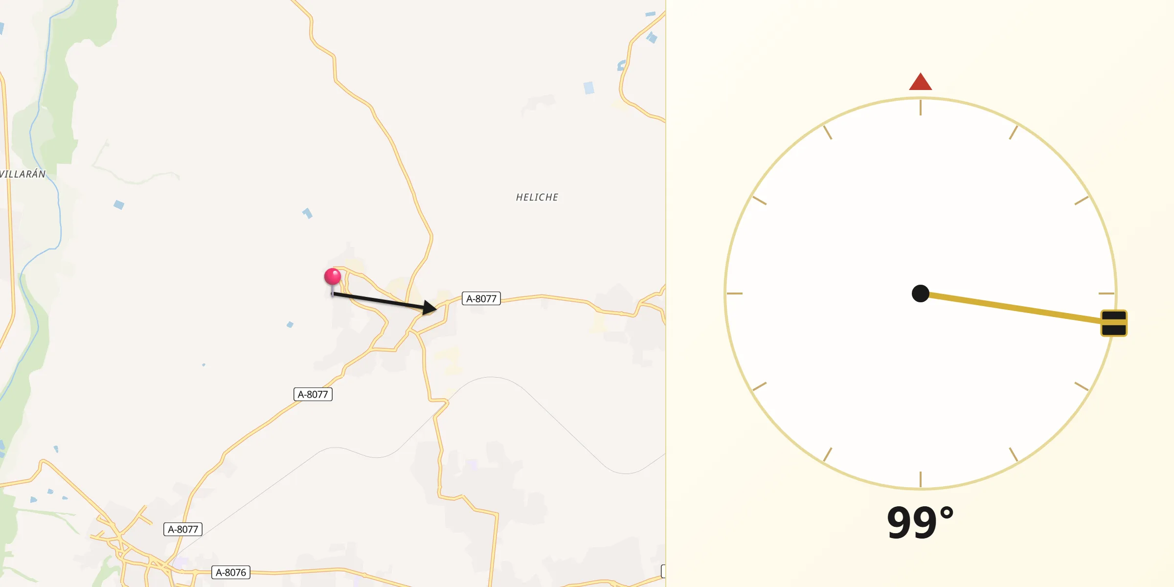 Dirección de la Qibla desde Albaida del Aljarafe