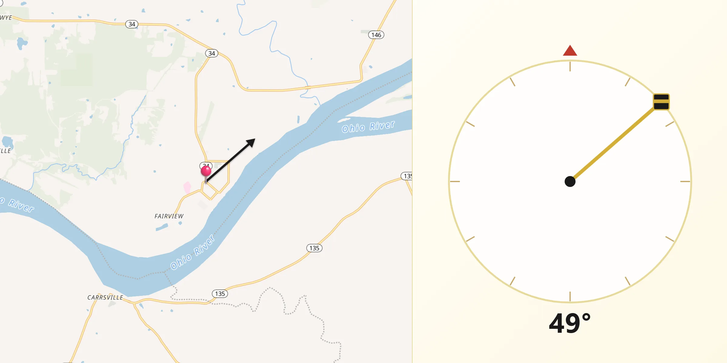Qibla Direction from Rosiclare