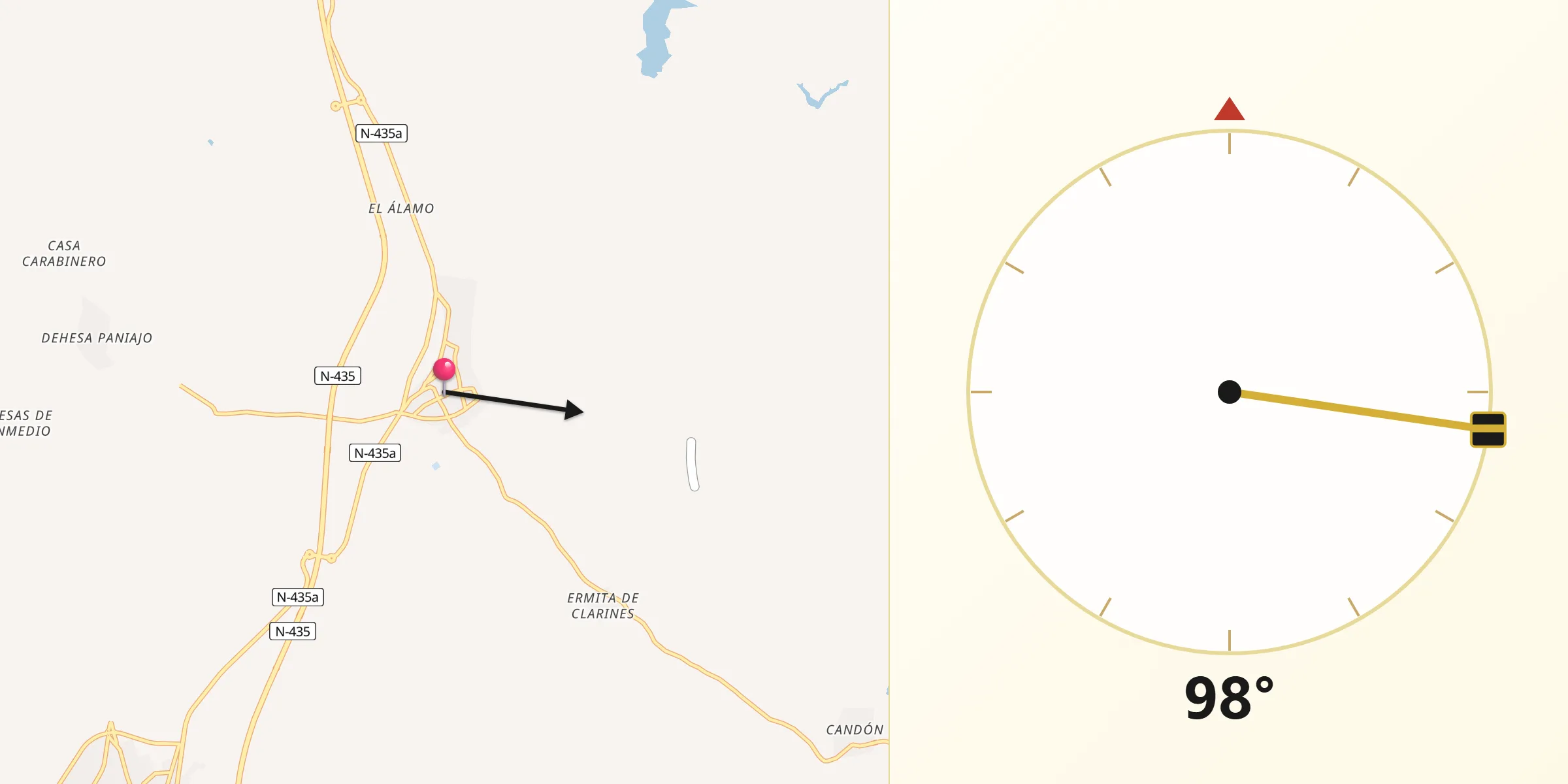 Dirección de la Qibla desde Beas