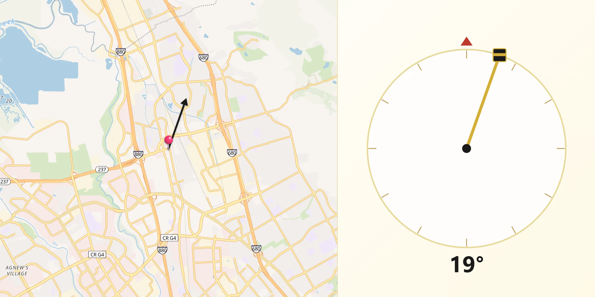 Qibla Direction from Milpitas