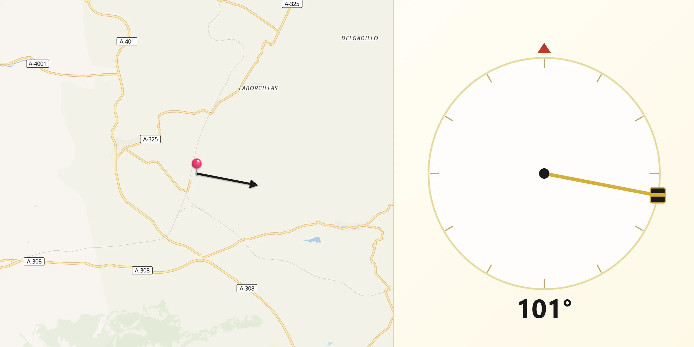 Dirección de la Qibla desde Morelábor