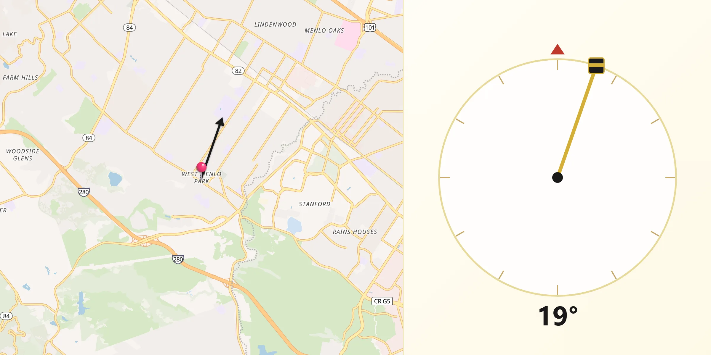 Qibla Direction from West Menlo Park