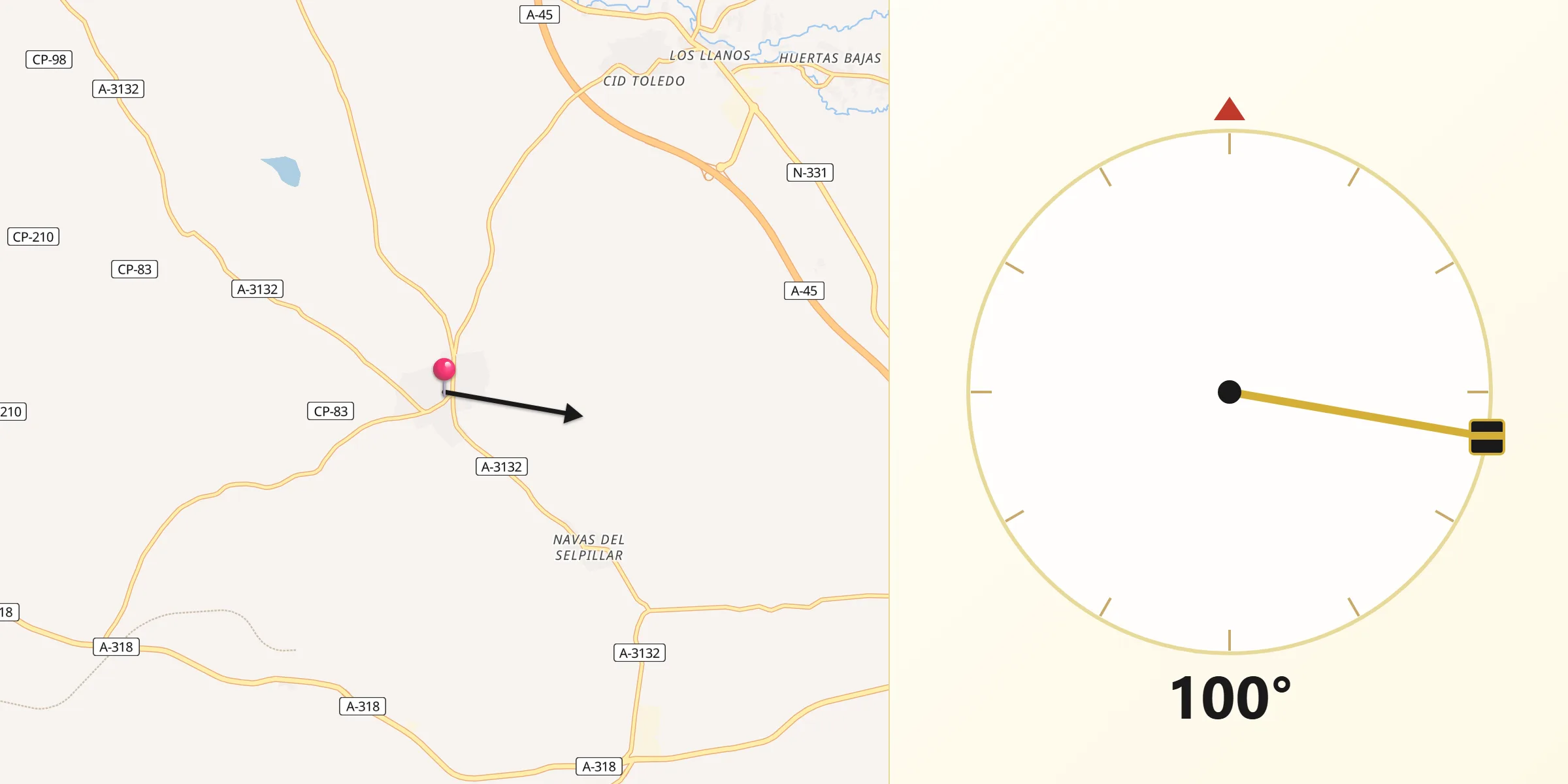 Dirección de la Qibla desde Moriles