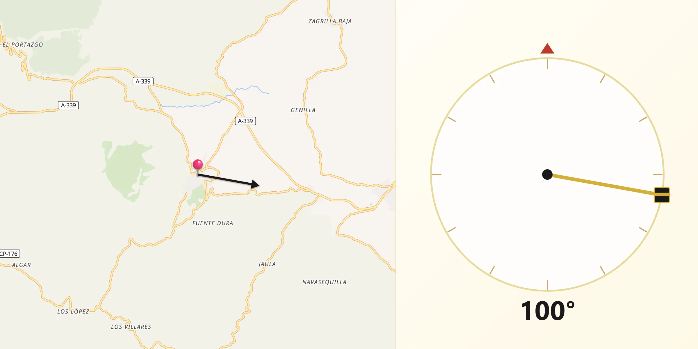 Dirección de la Qibla desde Carcabuey