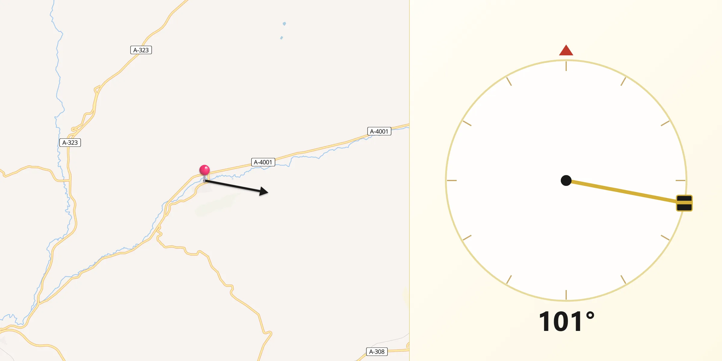 Dirección de la Qibla desde Piñar