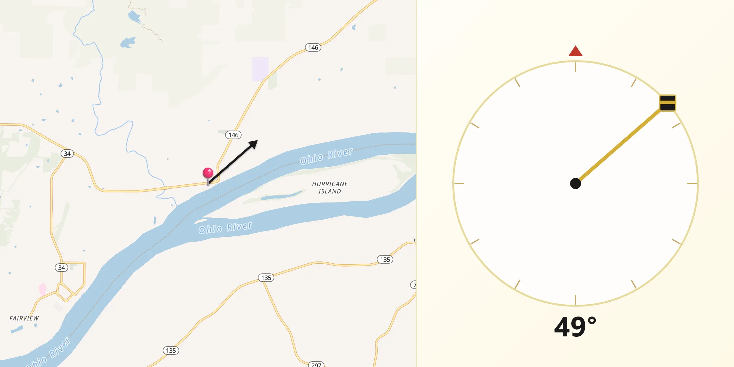 Qibla Direction from Elizabethtown