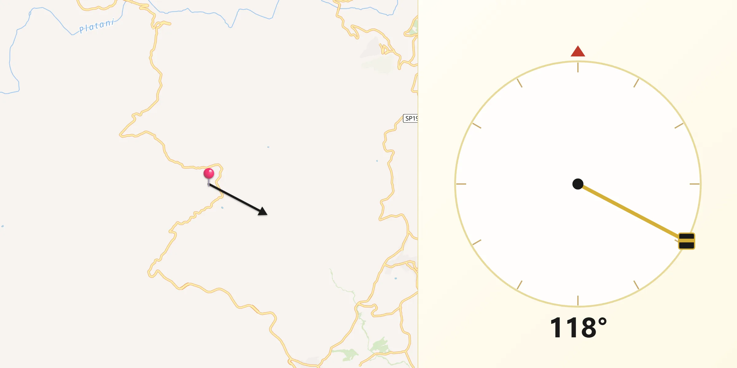 Direzione della Qibla da Agrigento