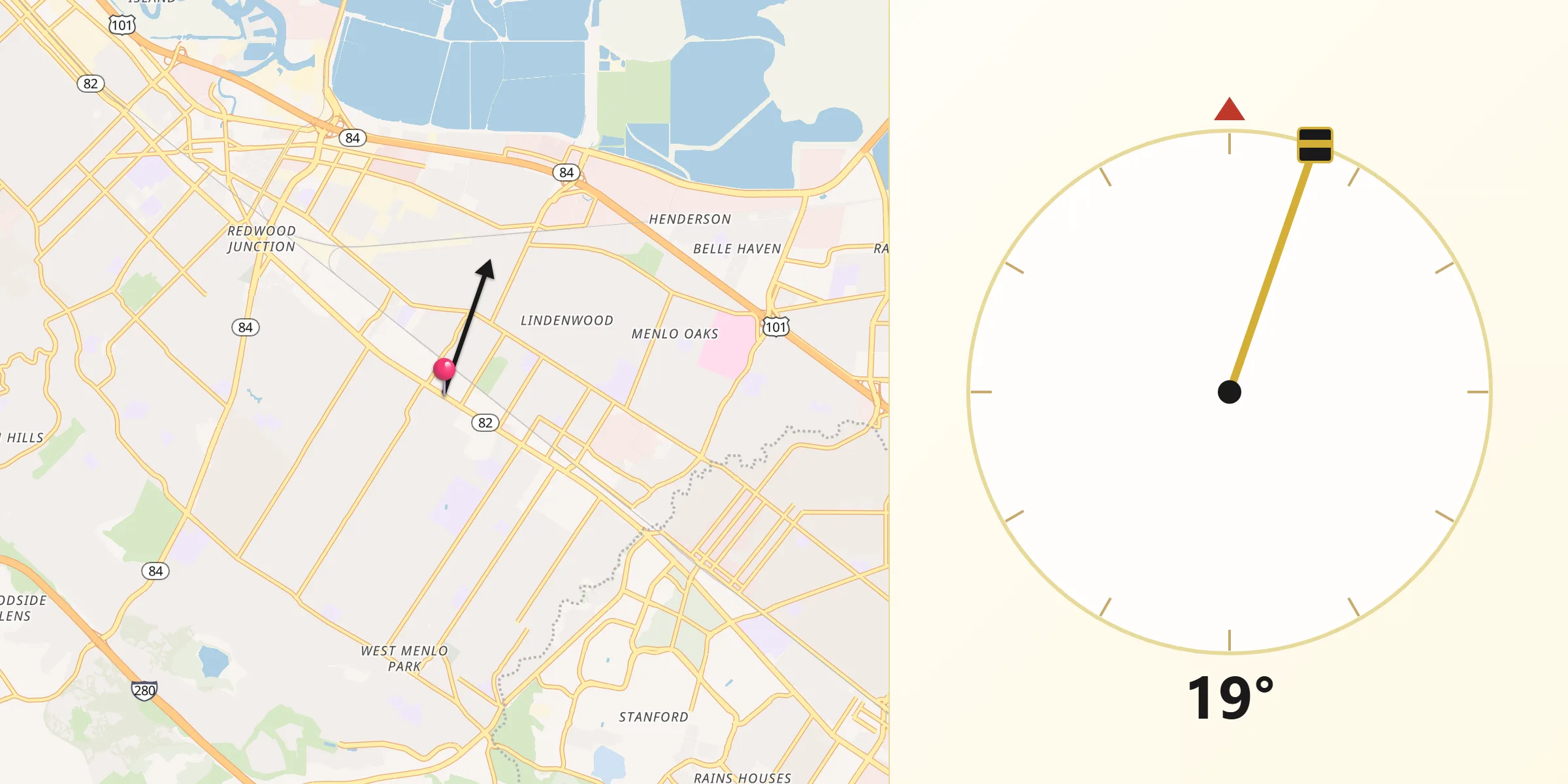 Qibla Direction from Atherton