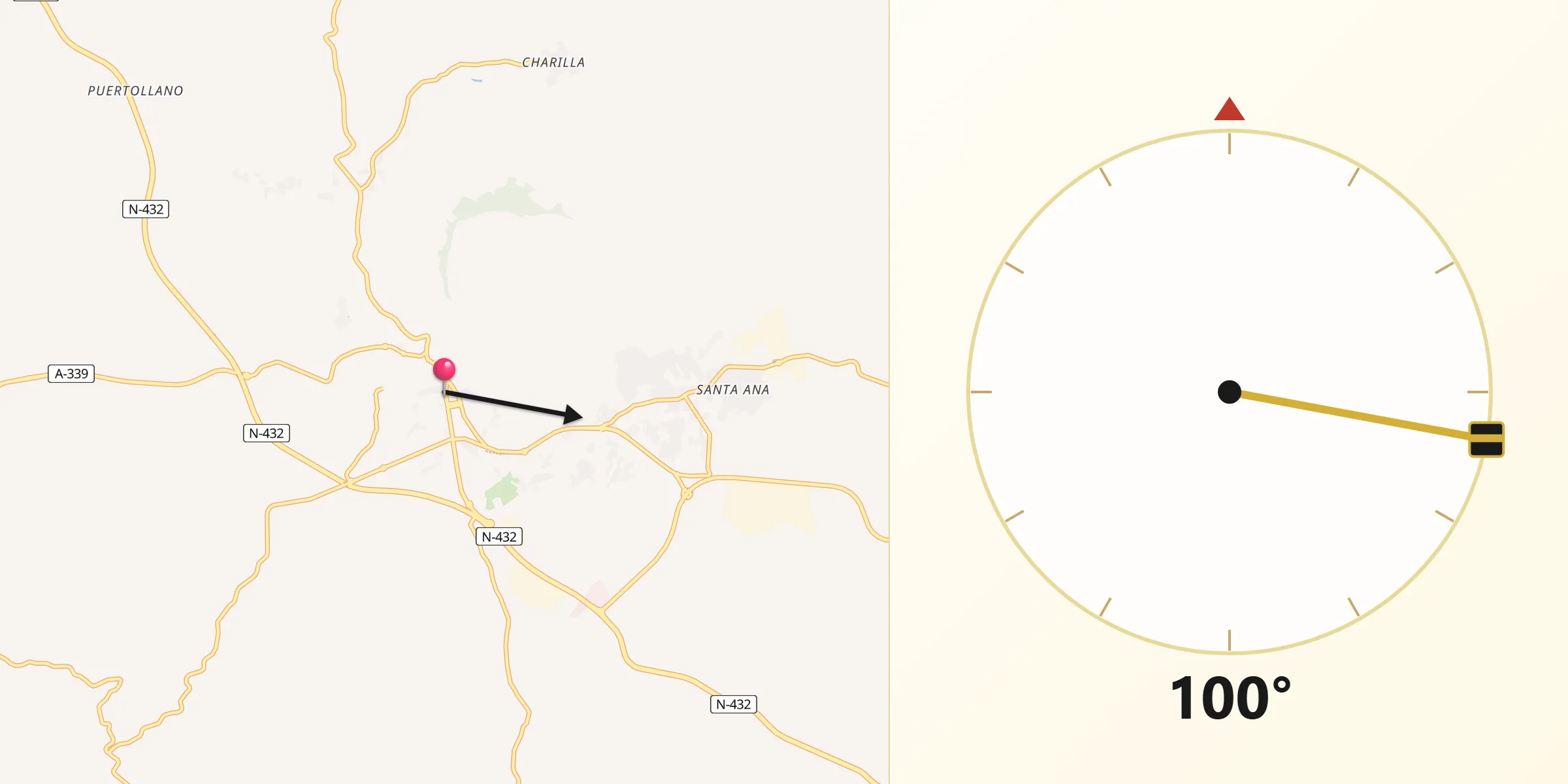 Dirección de la Qibla desde Alcalá la Real