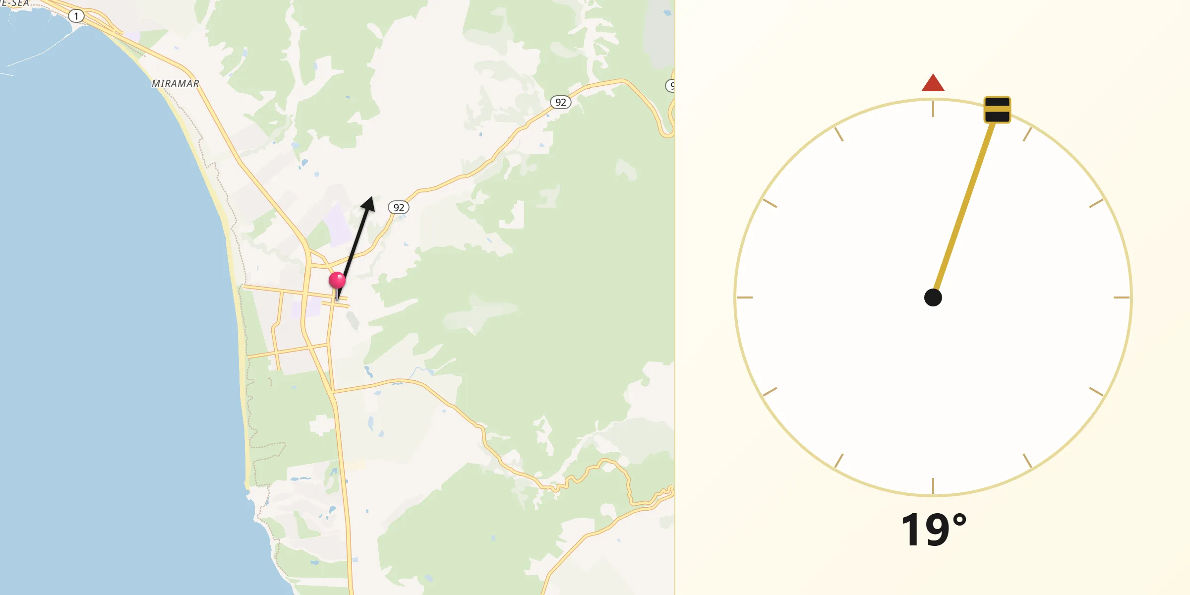 Qibla Direction from Half Moon Bay