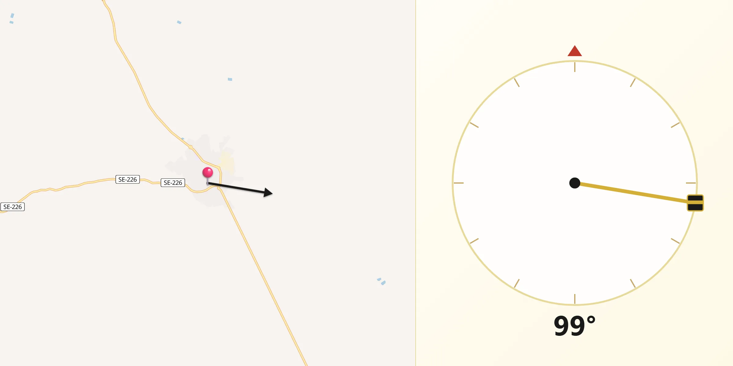 Dirección de la Qibla desde Fuentes de Andalucía