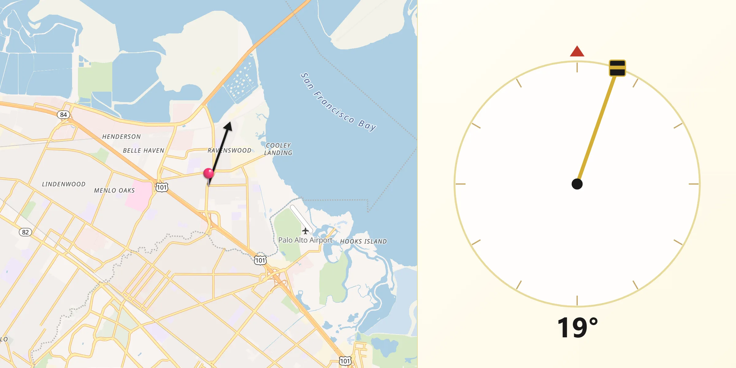 Qibla Direction from East Palo Alto