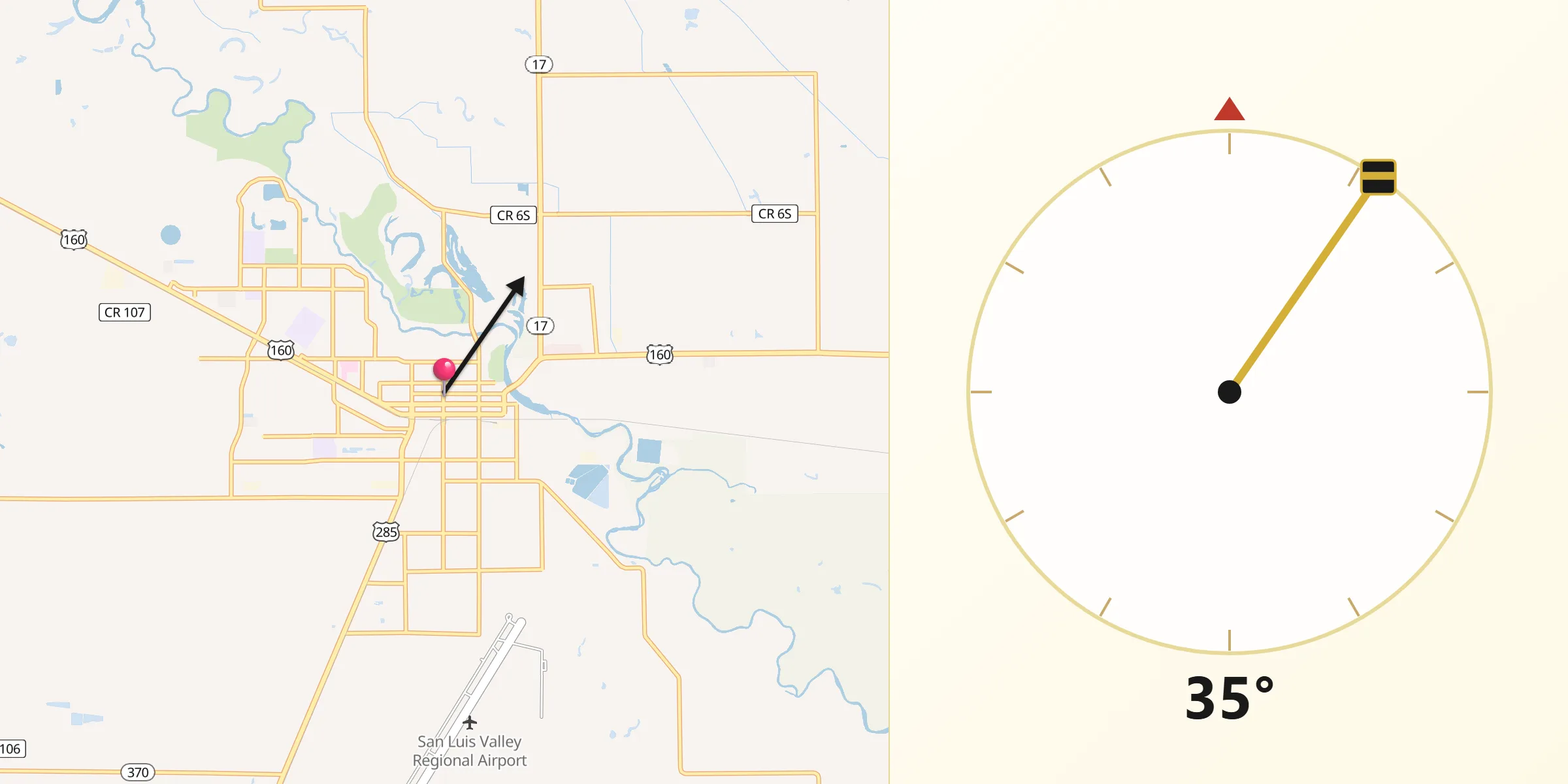 Qibla Direction from Alamosa
