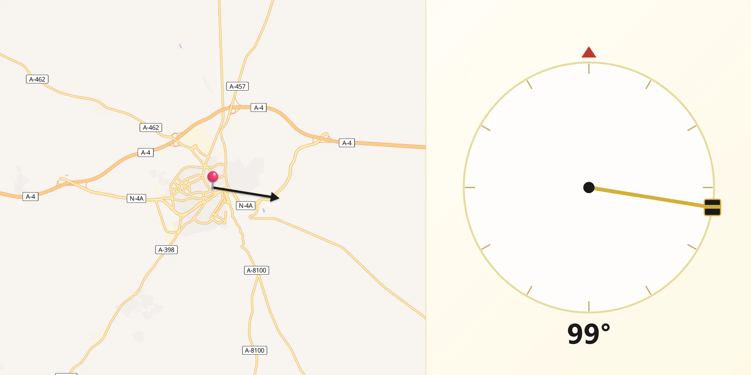 Dirección de la Qibla desde Carmona