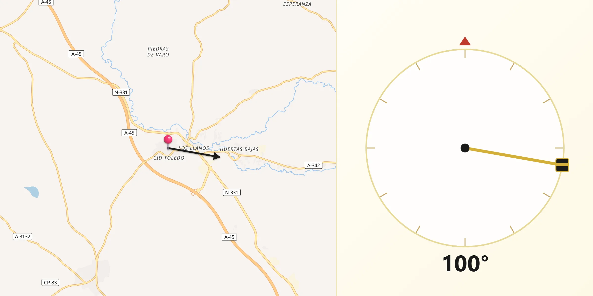 Dirección de la Qibla desde Monturque