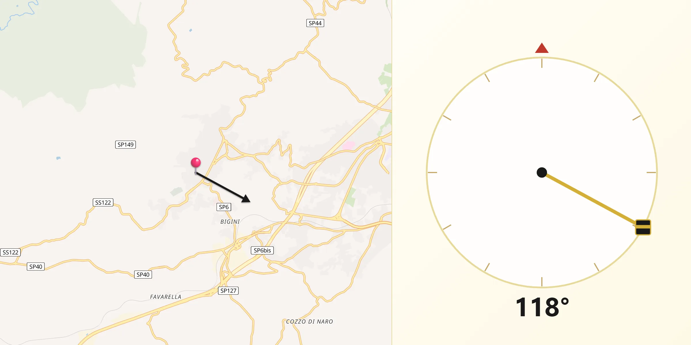 Direzione della Qibla da San Cataldo
