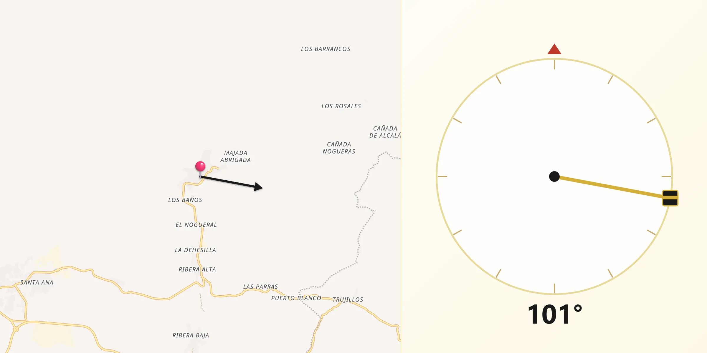 Dirección de la Qibla desde Frailes