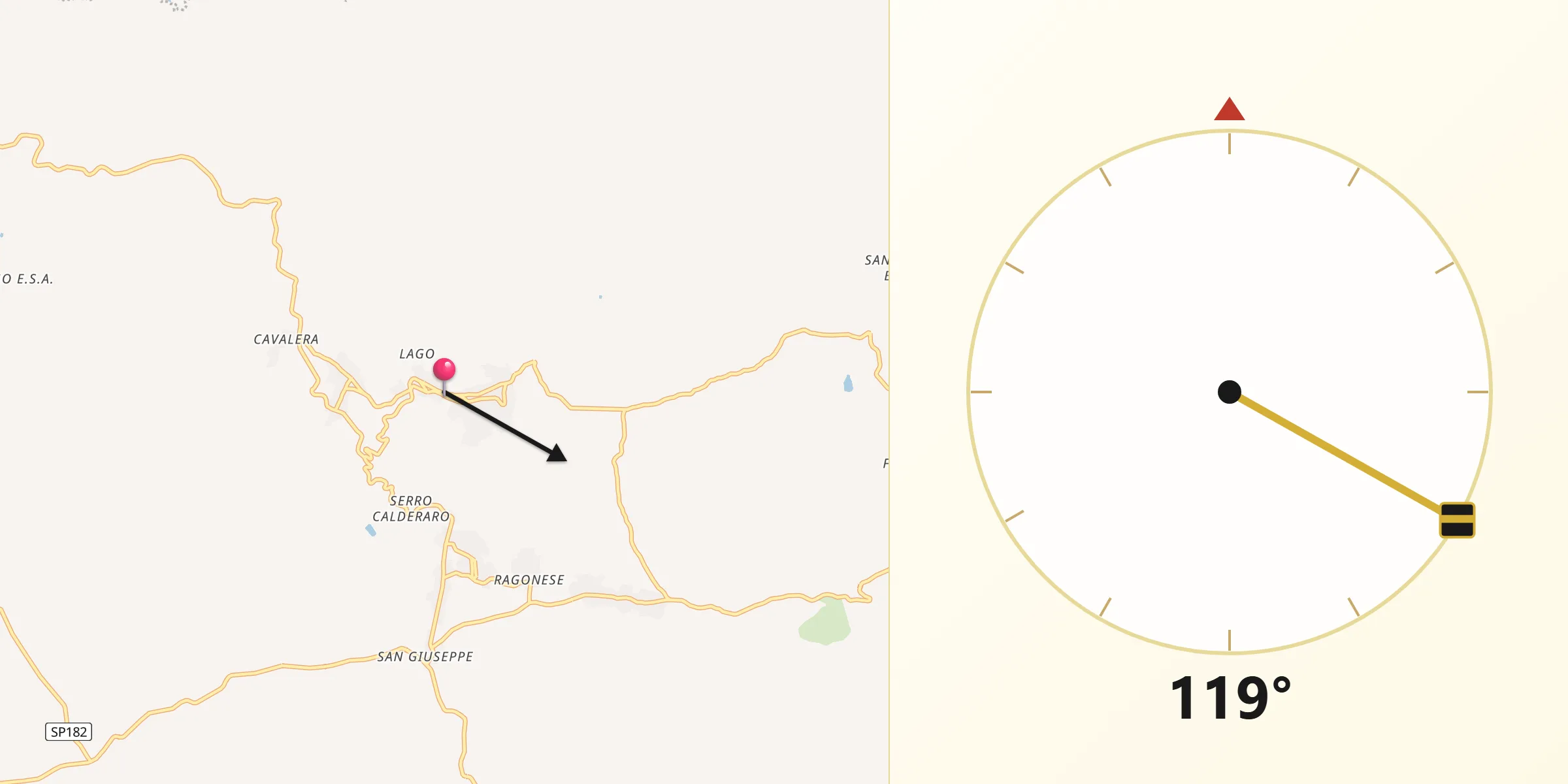 Direzione della Qibla da Castel di Judica