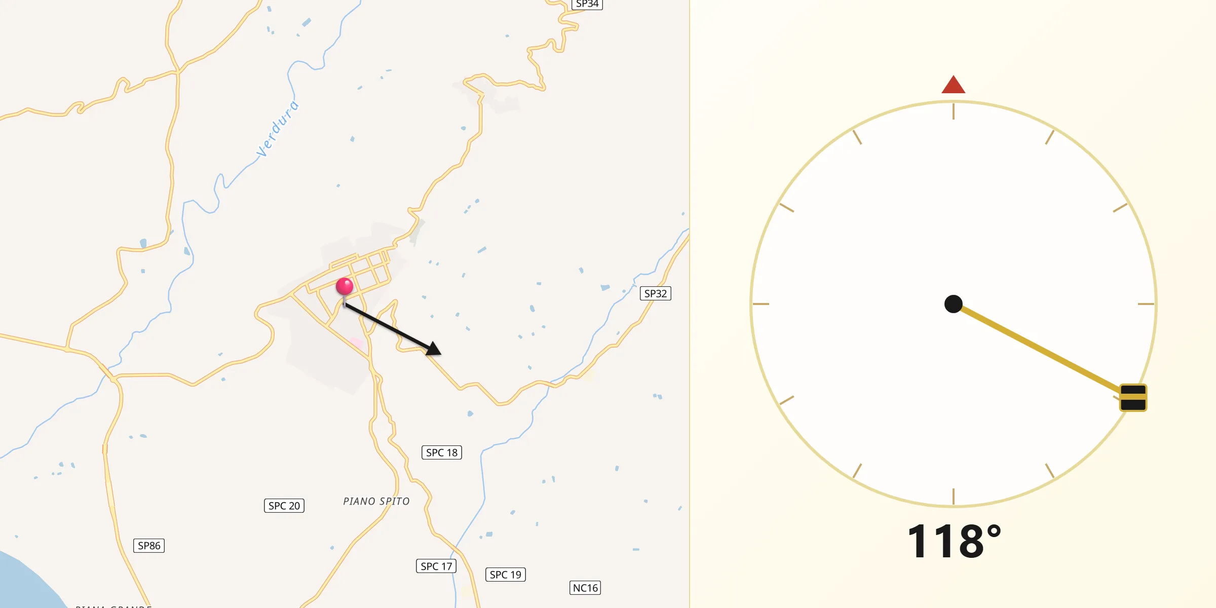 Direzione della Qibla da Ribera