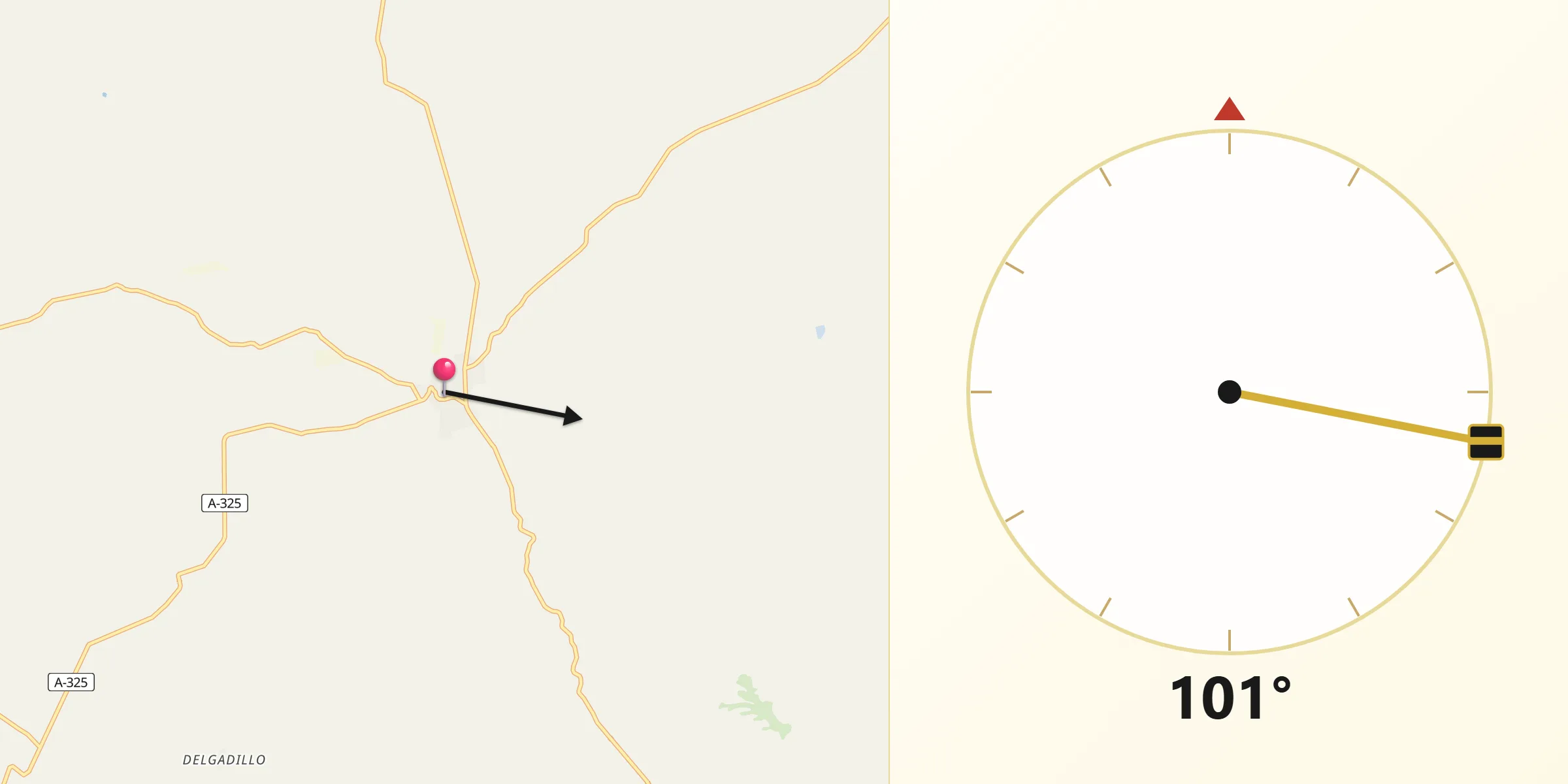 Dirección de la Qibla desde Pedro Martínez