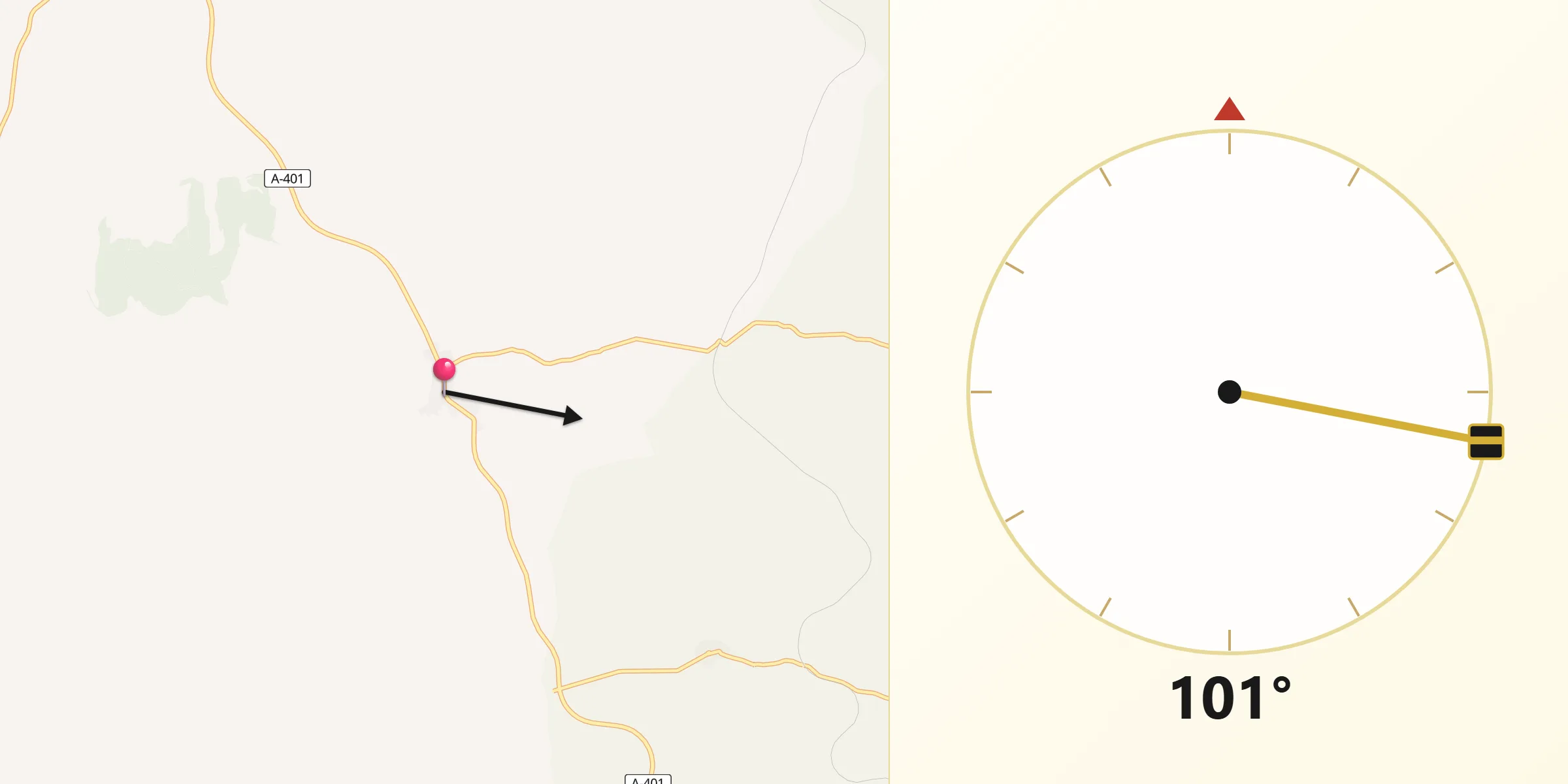 Dirección de la Qibla desde Torre-Cardela