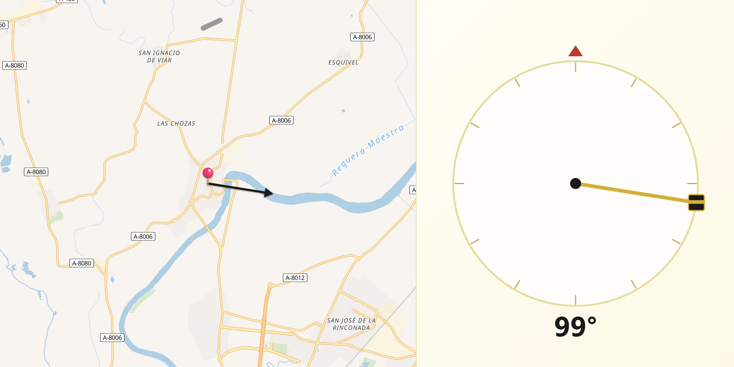 Dirección de la Qibla desde Alcalá del Río