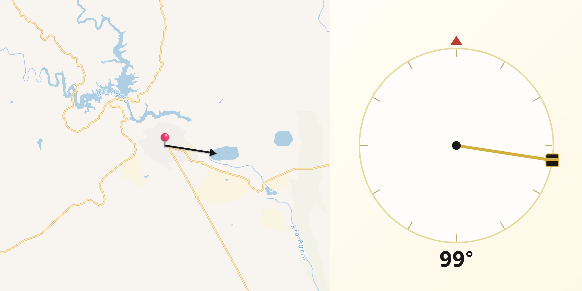Dirección de la Qibla desde Aznalcóllar