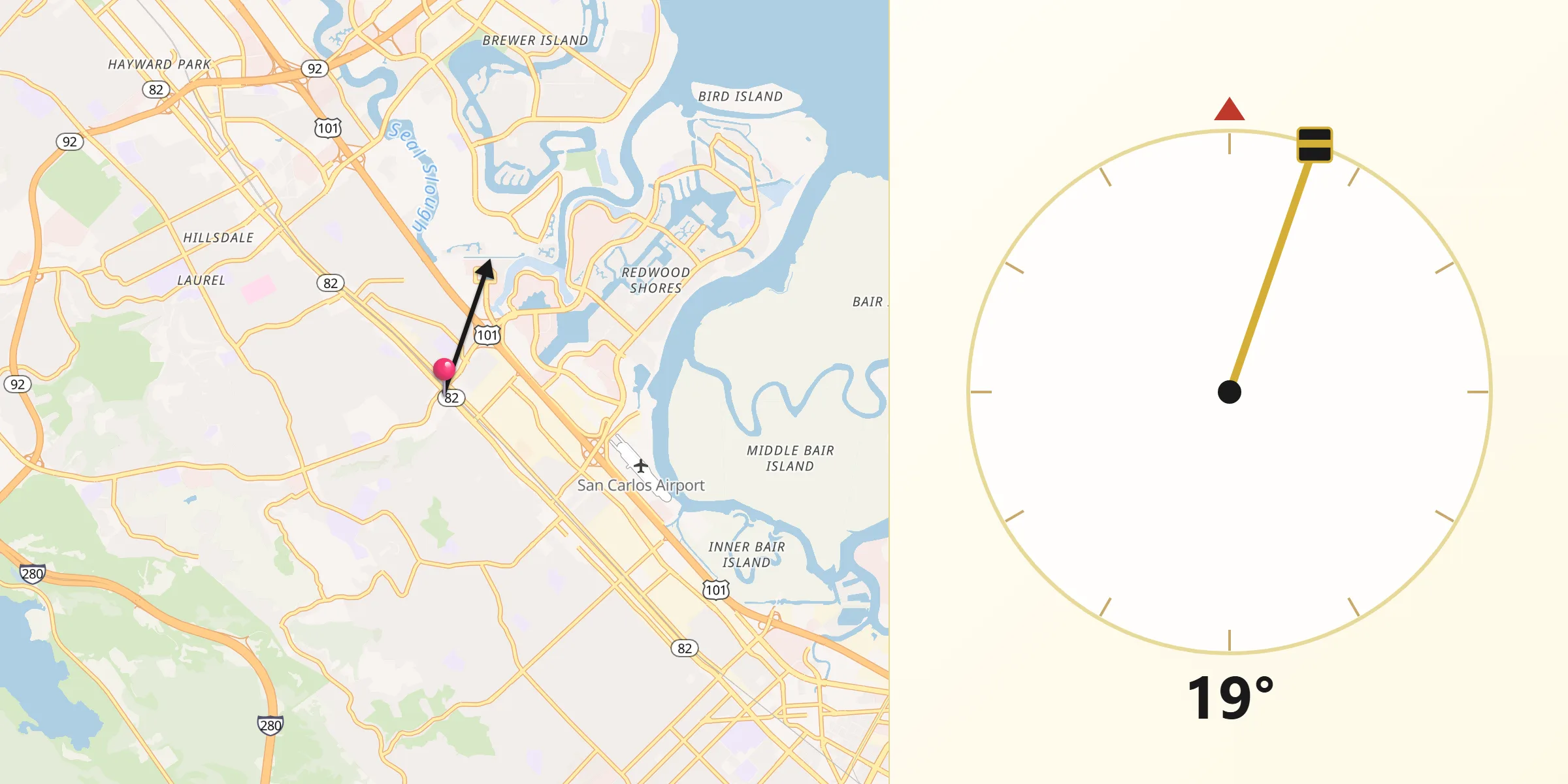 Qibla Direction from Belmont