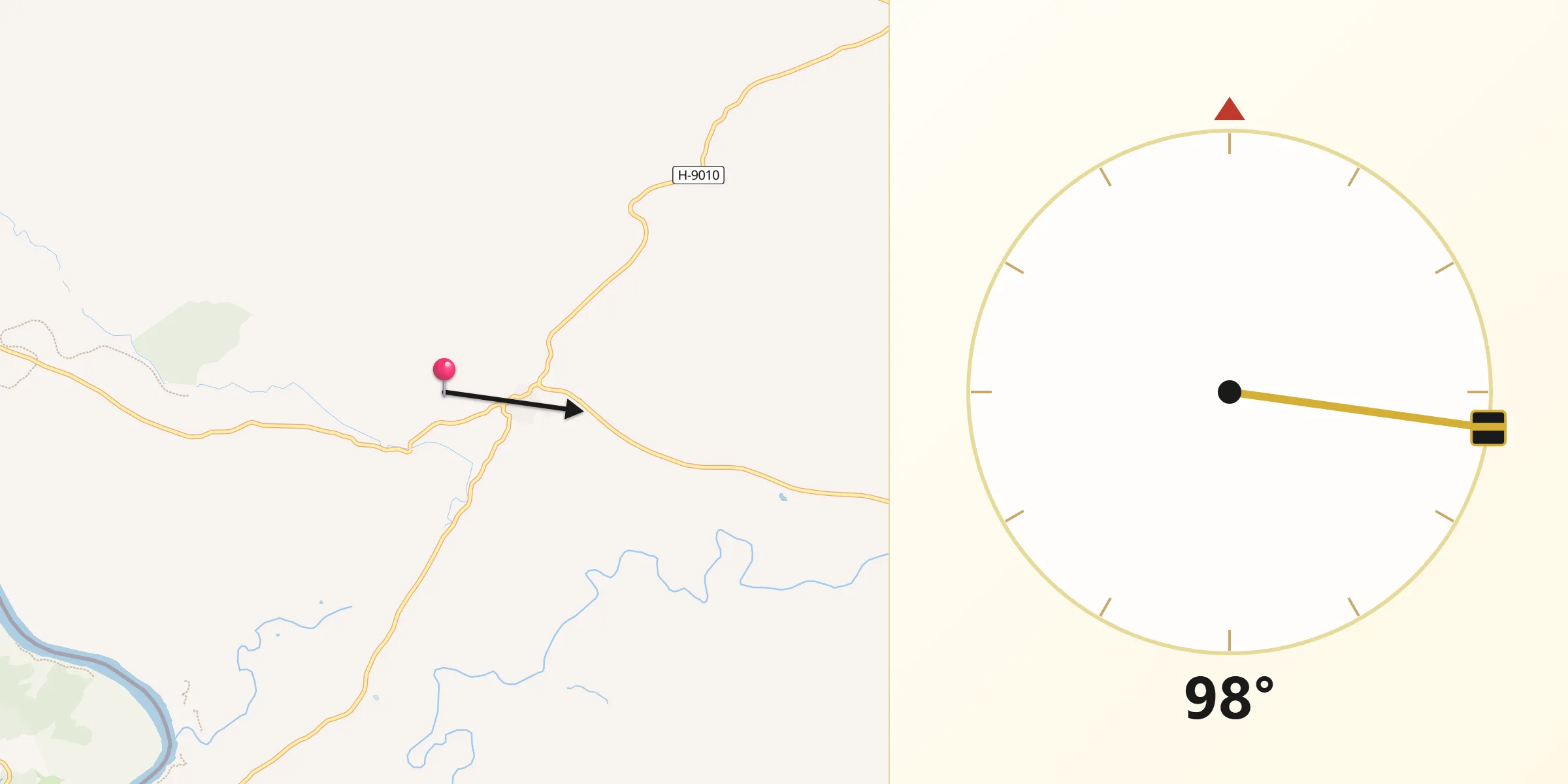 Dirección de la Qibla desde El Granado