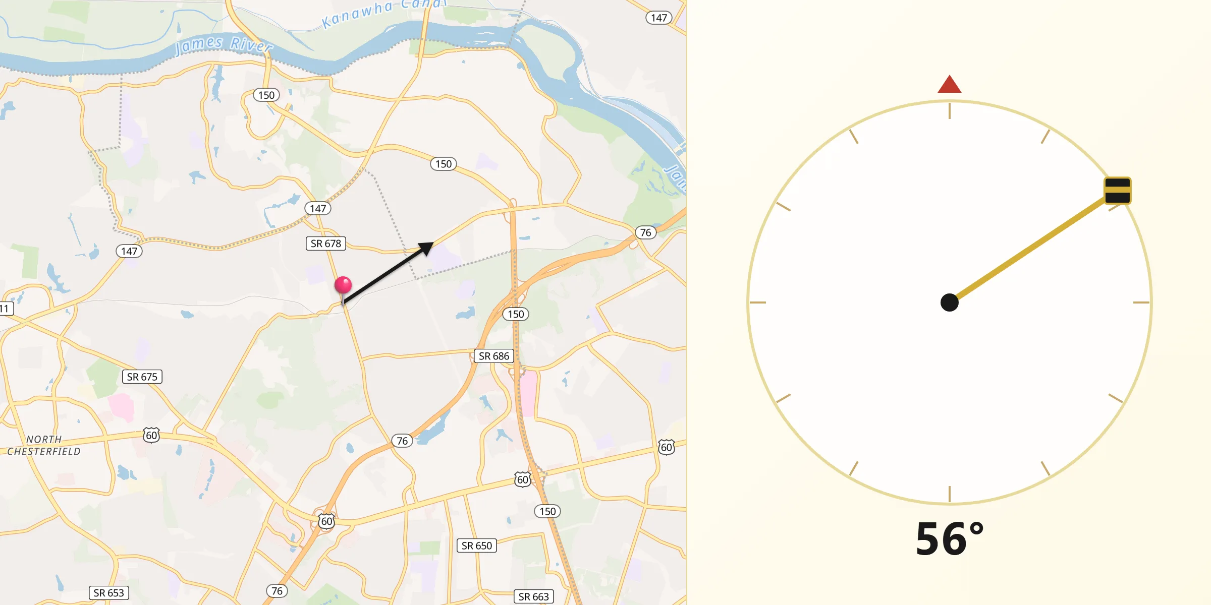 Qibla Direction from Bon Air