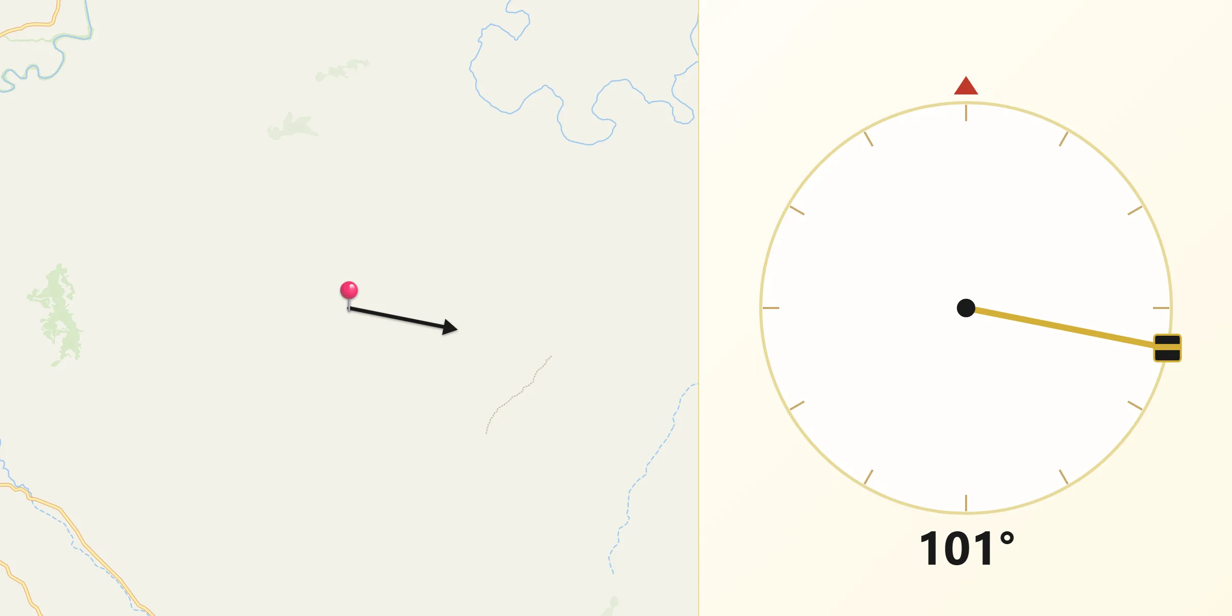 Dirección de la Qibla desde Gorafe