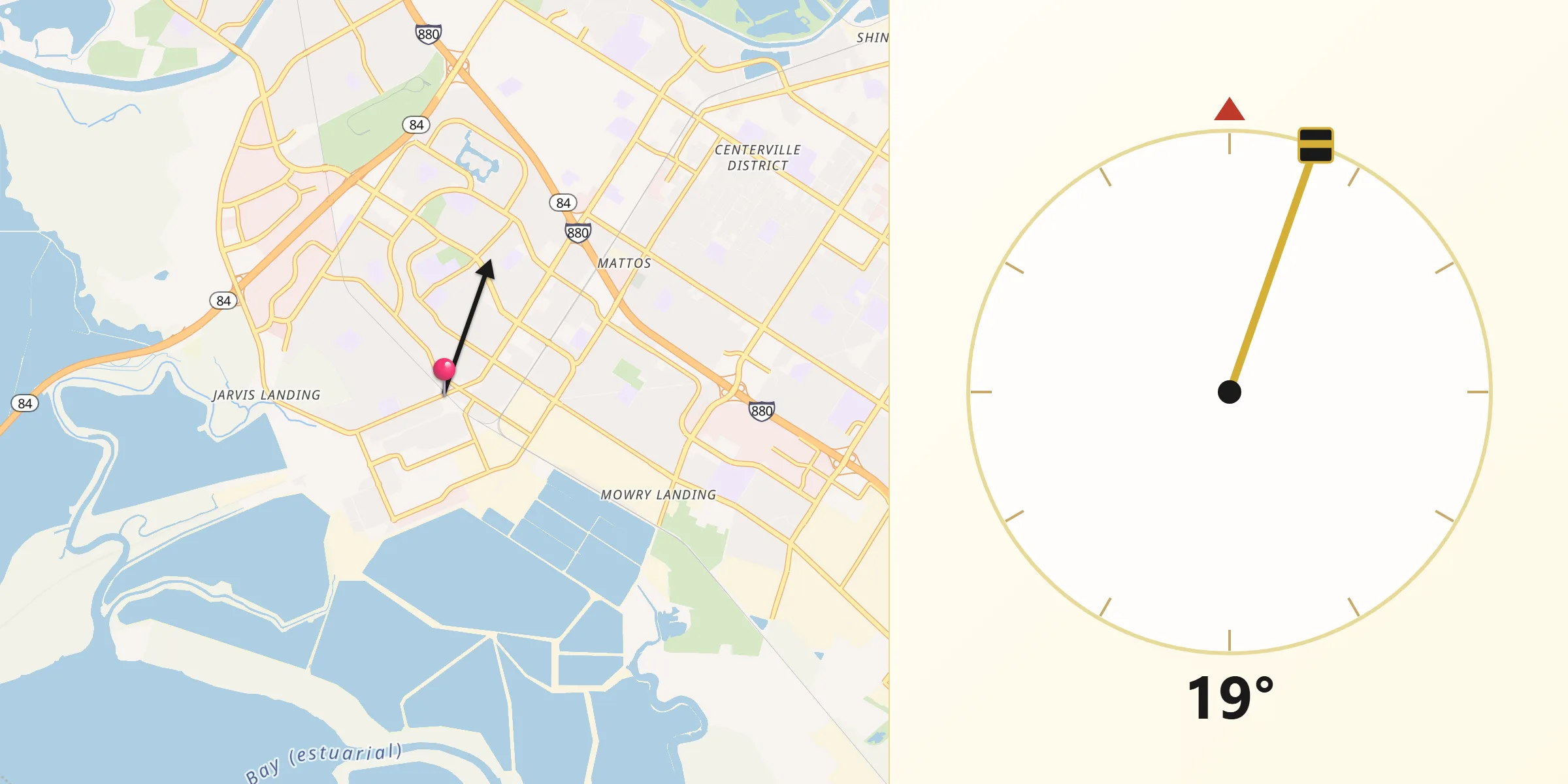 Dirección de la Qibla desde Newark