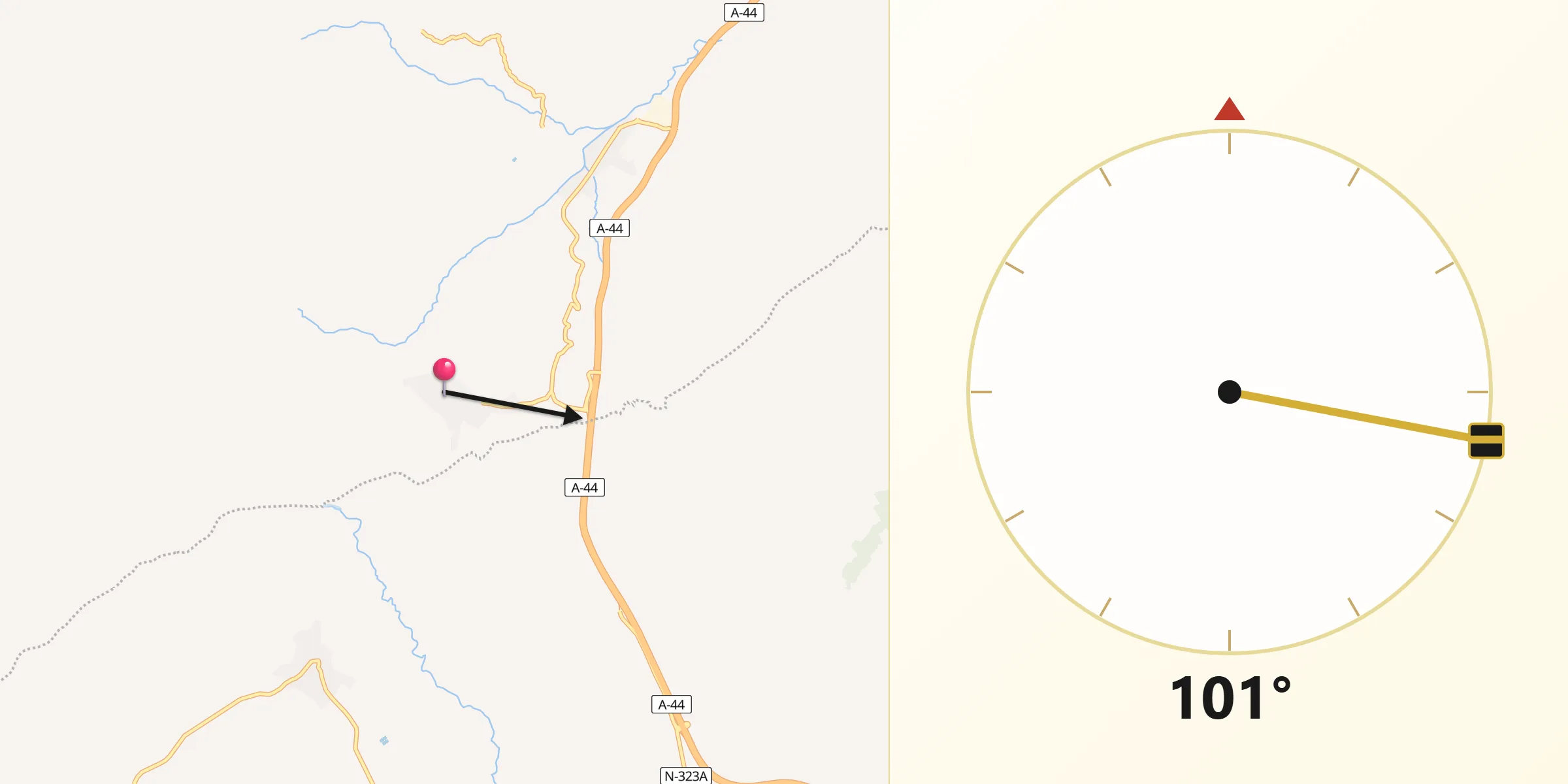 Dirección de la Qibla desde Noalejo