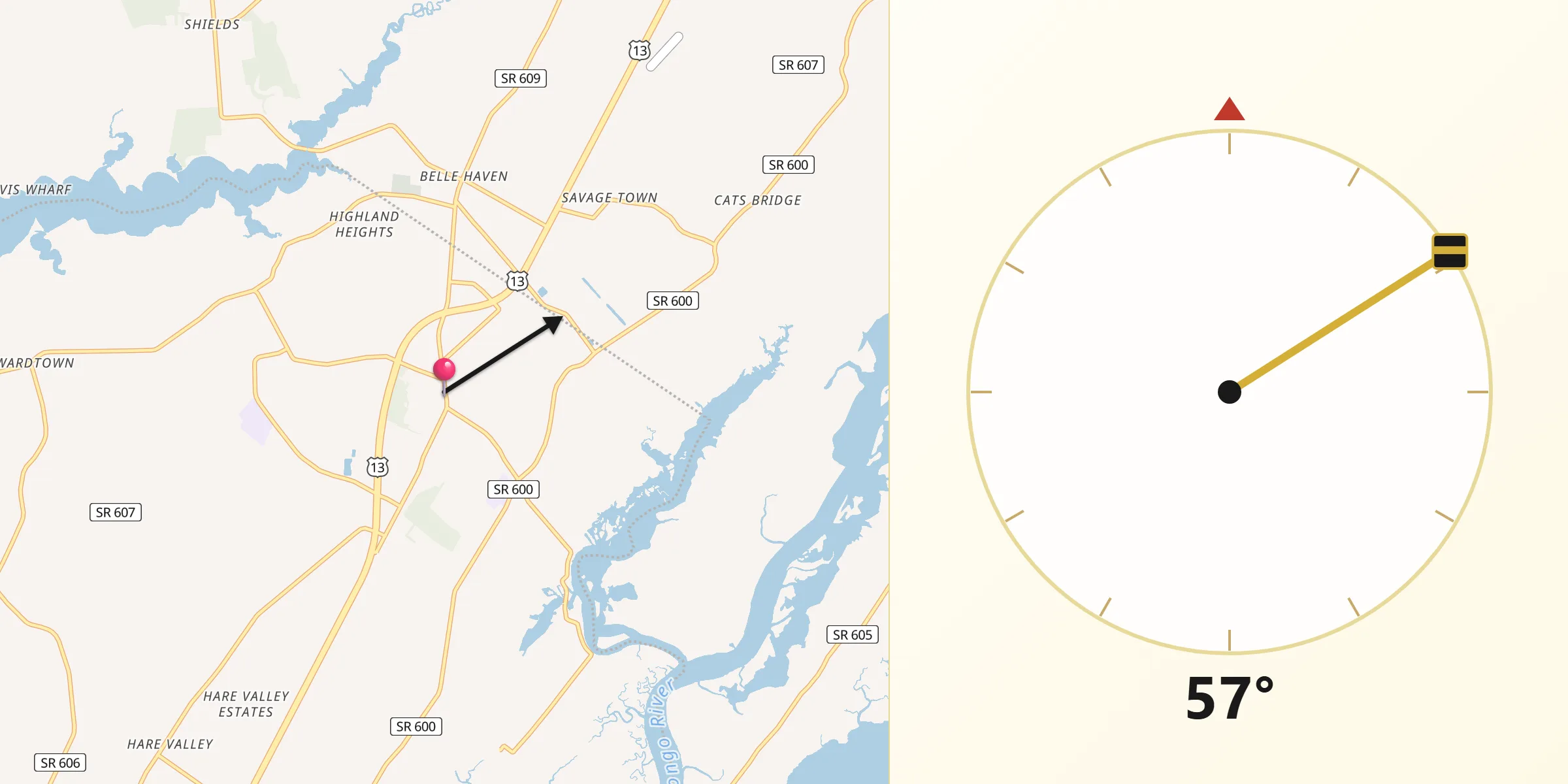 Qibla Direction from Exmore