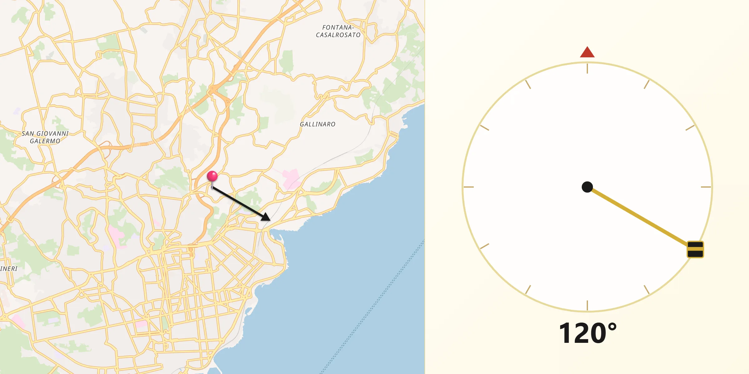 Direzione della Qibla da Canalicchio
