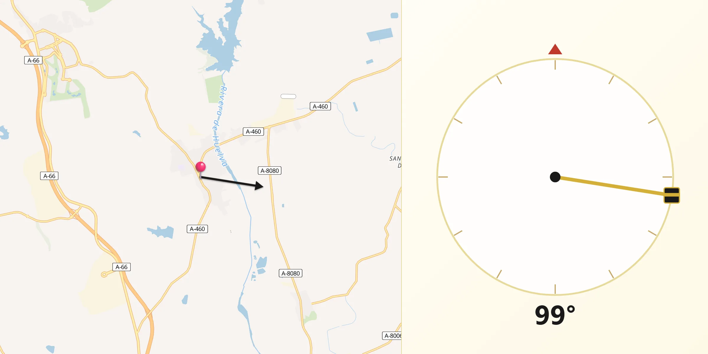 Dirección de la Qibla desde Guillena