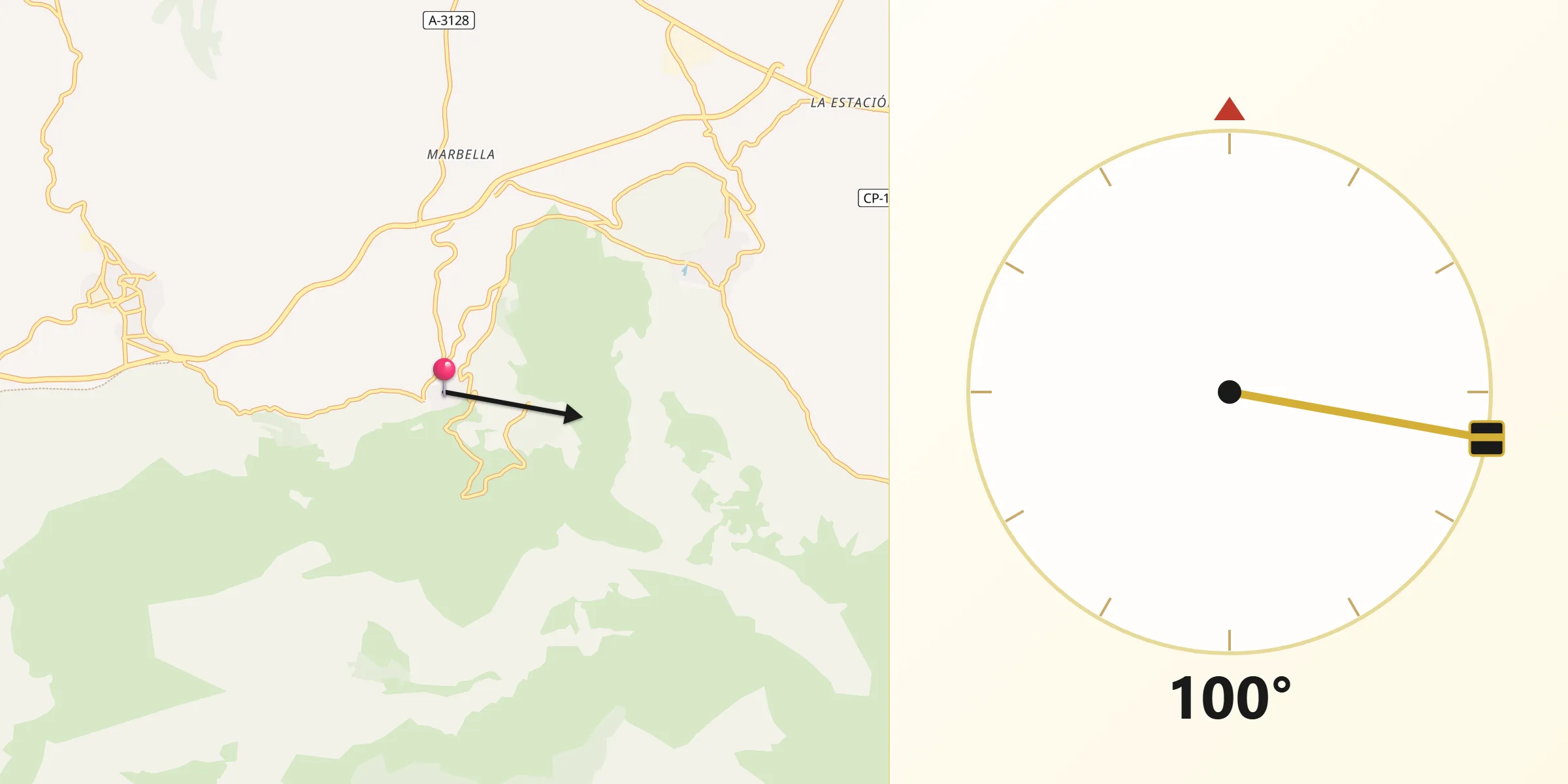 Dirección de la Qibla desde Zuheros