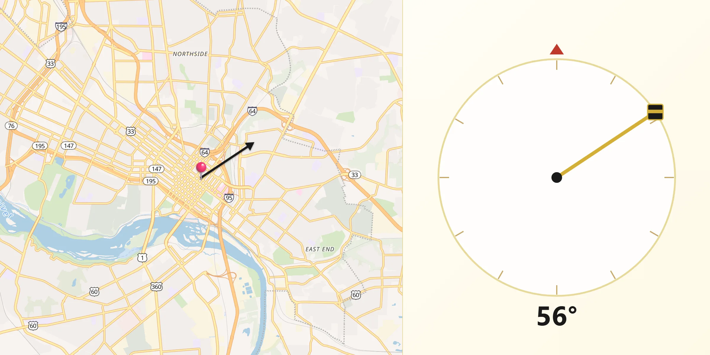 Qibla Direction from City of Richmond