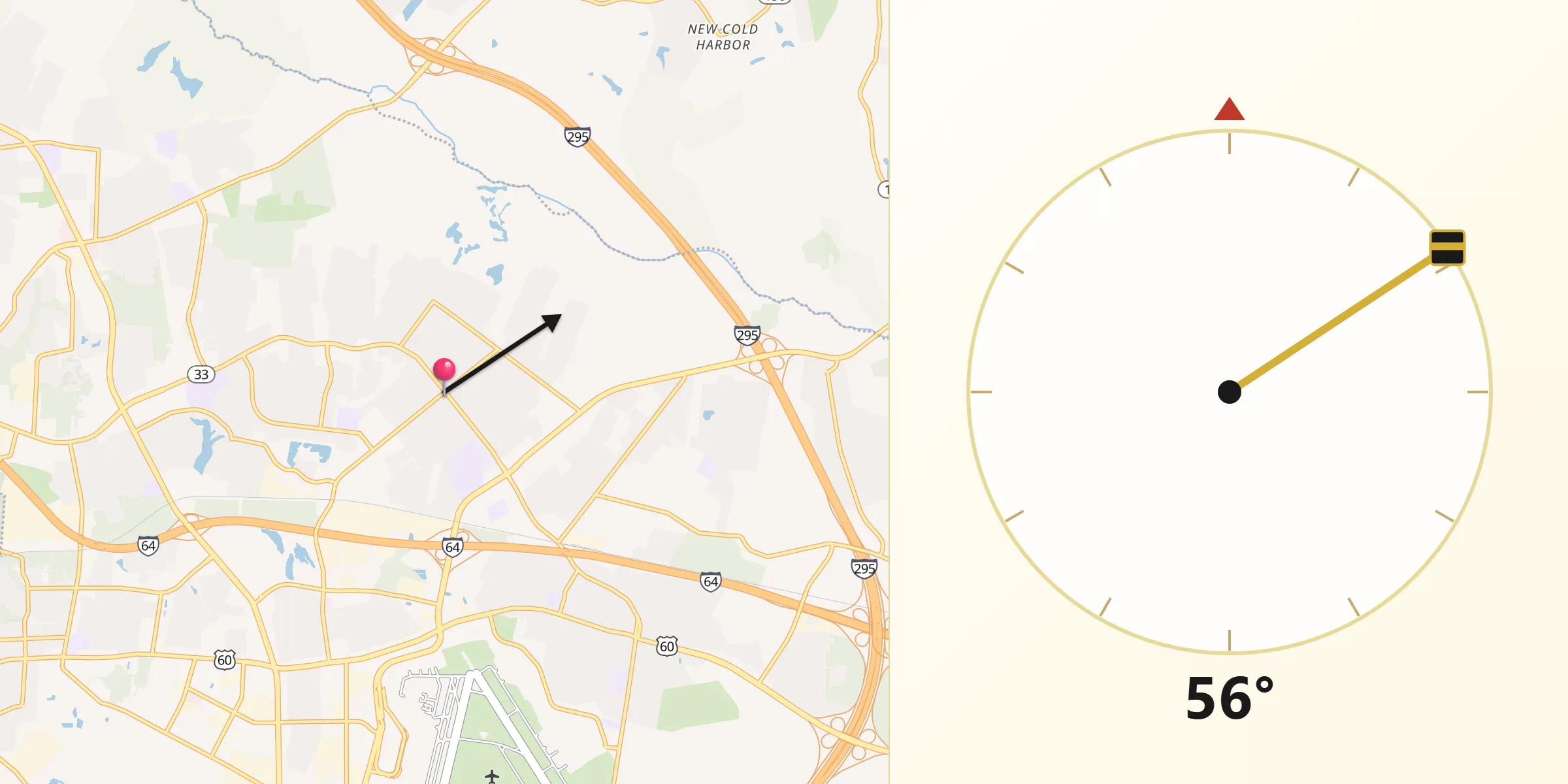 Qibla Direction from Highland Springs