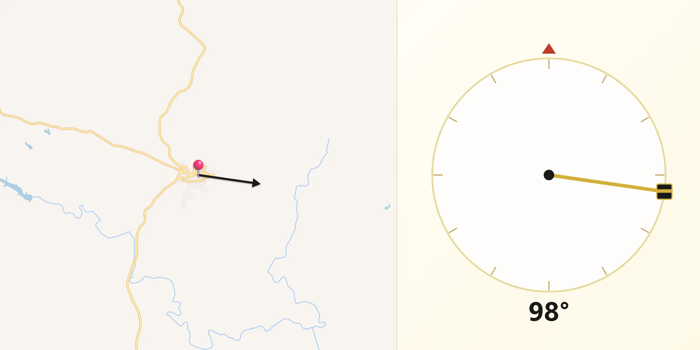 Dirección de la Qibla desde Alosno