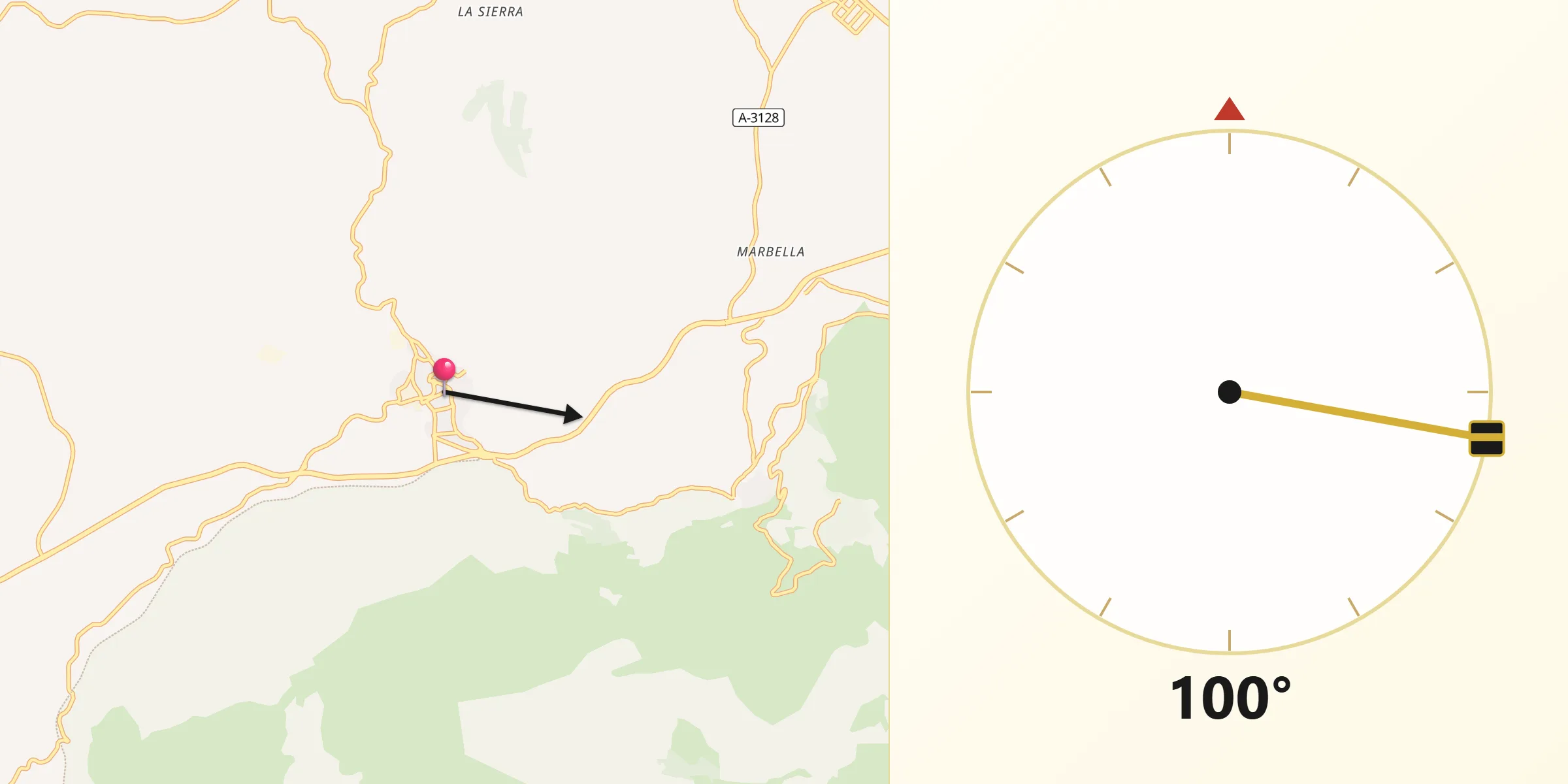 Dirección de la Qibla desde Doña Mencía