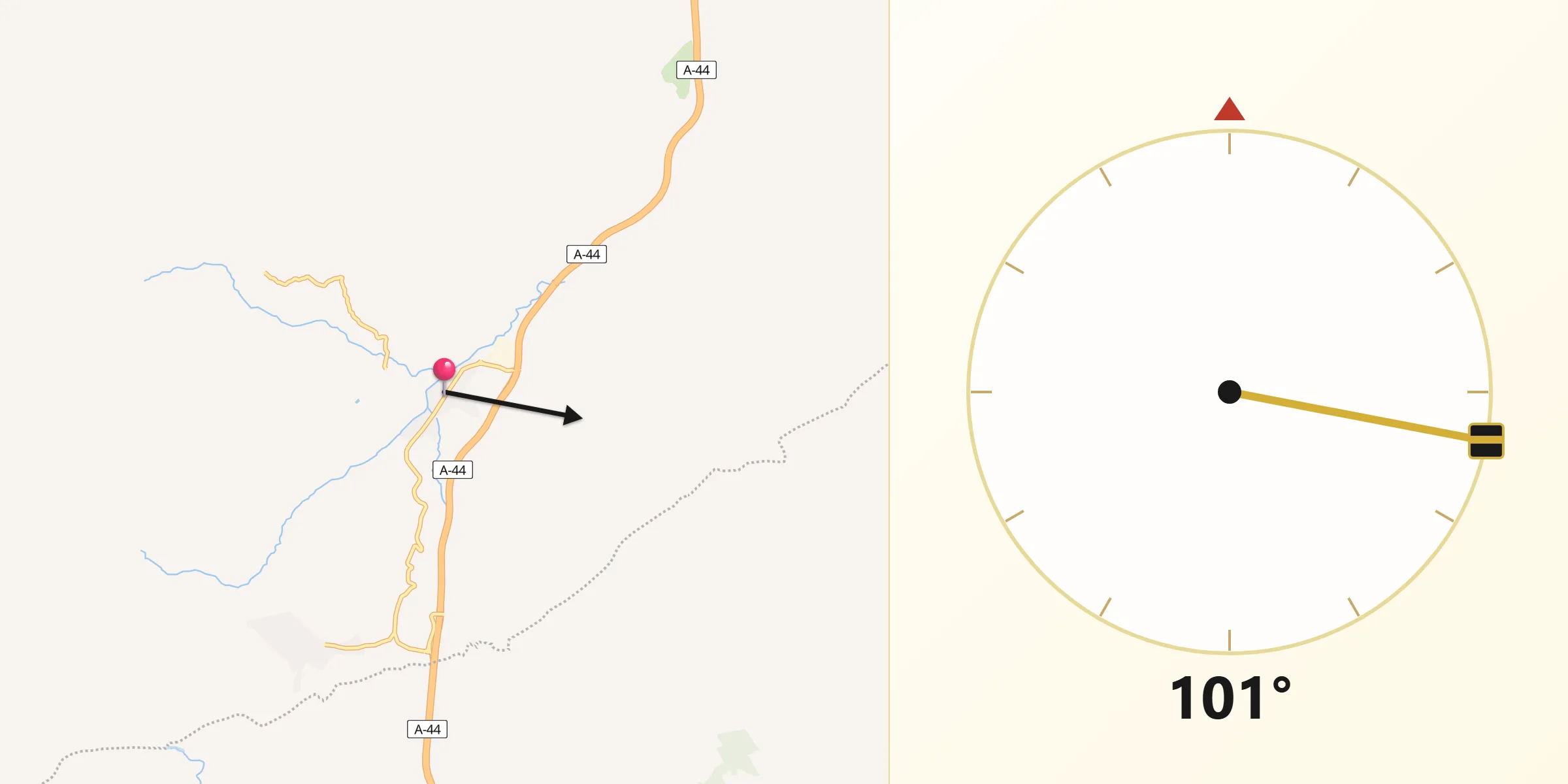 Dirección de la Qibla desde Campillo de Arenas