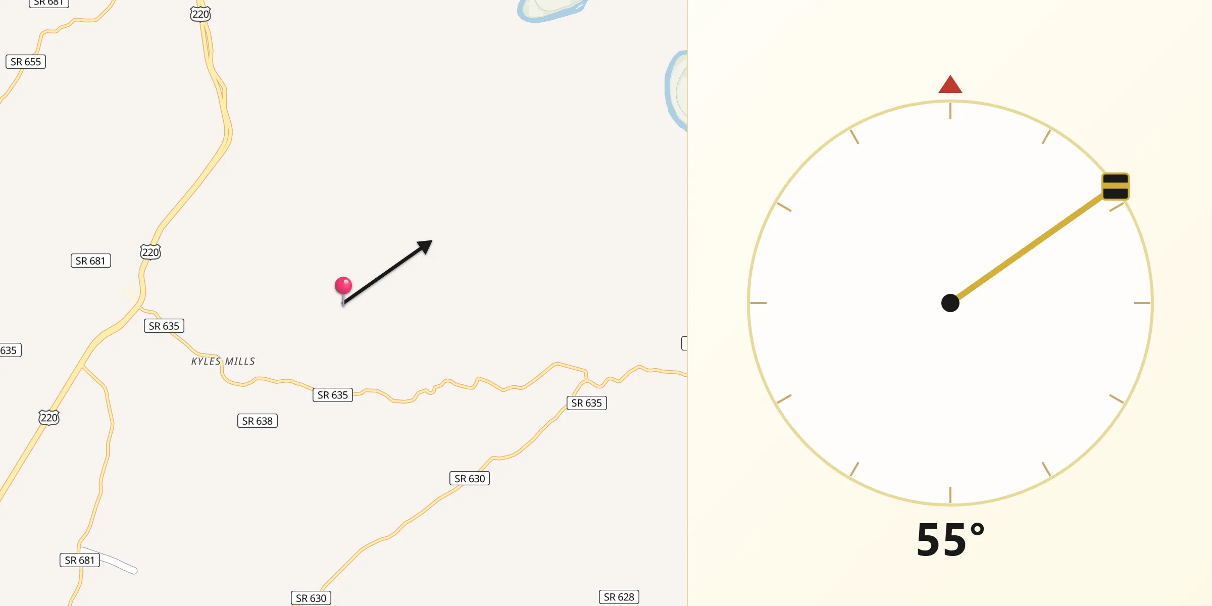 Qibla Direction from Botetourt